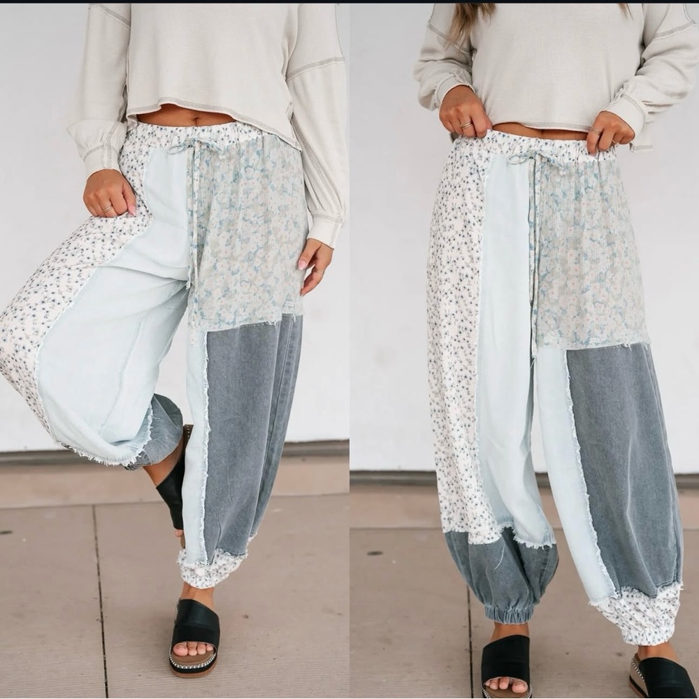 NEW -POL Floral Patchwork Joggers